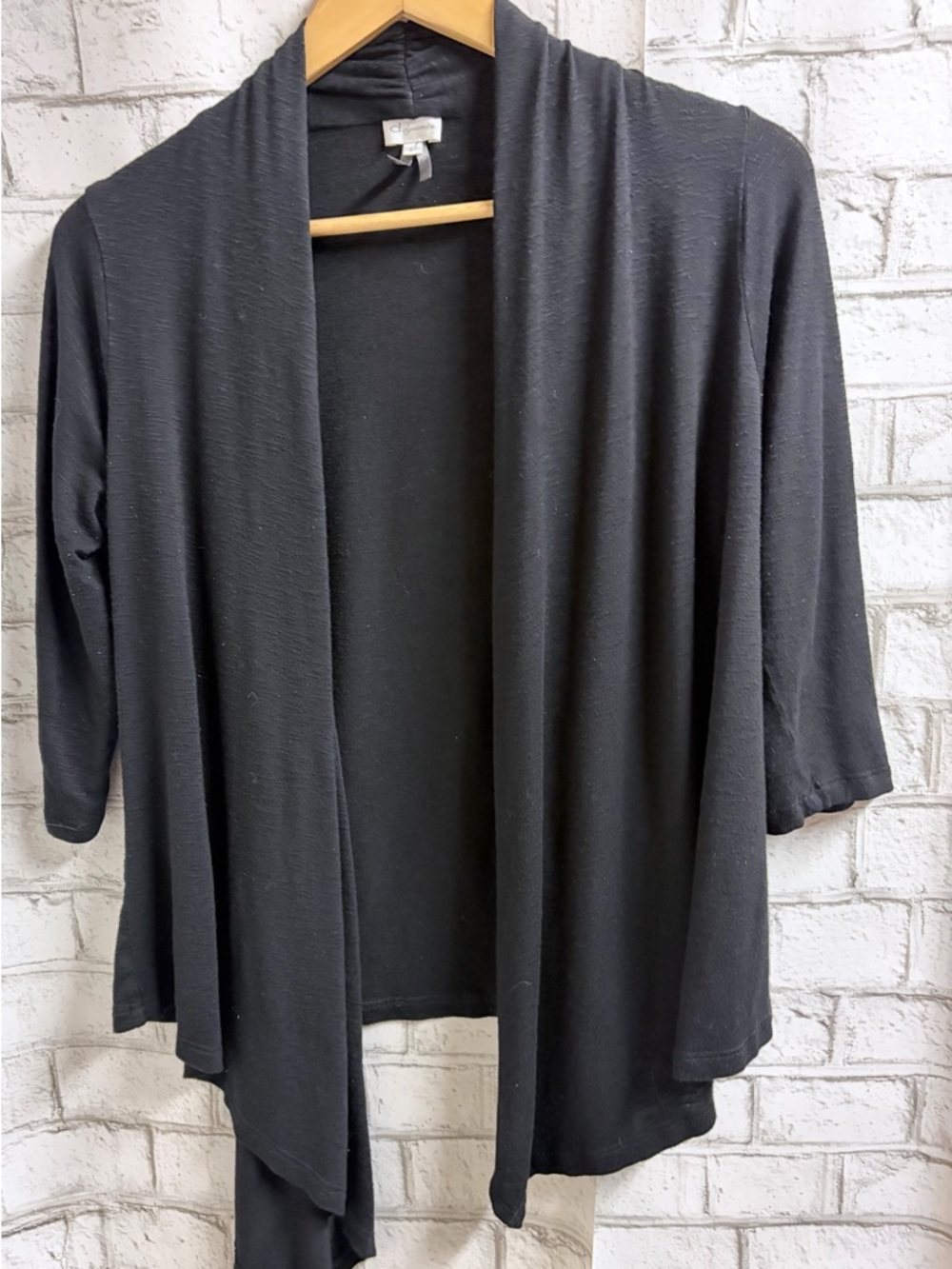 Dynamite Black Open-Front Draped Cardigan